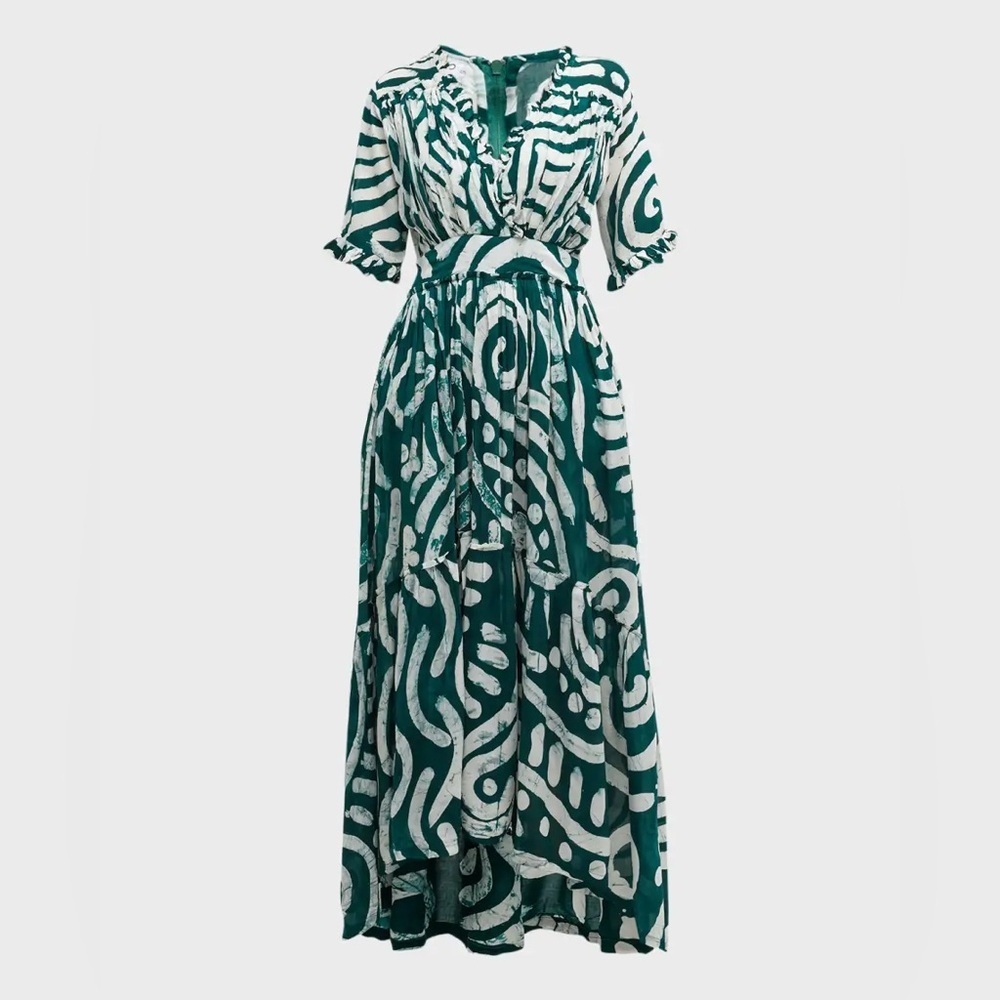 Busayo Tomi V-Neck High-Low Maxi Dress